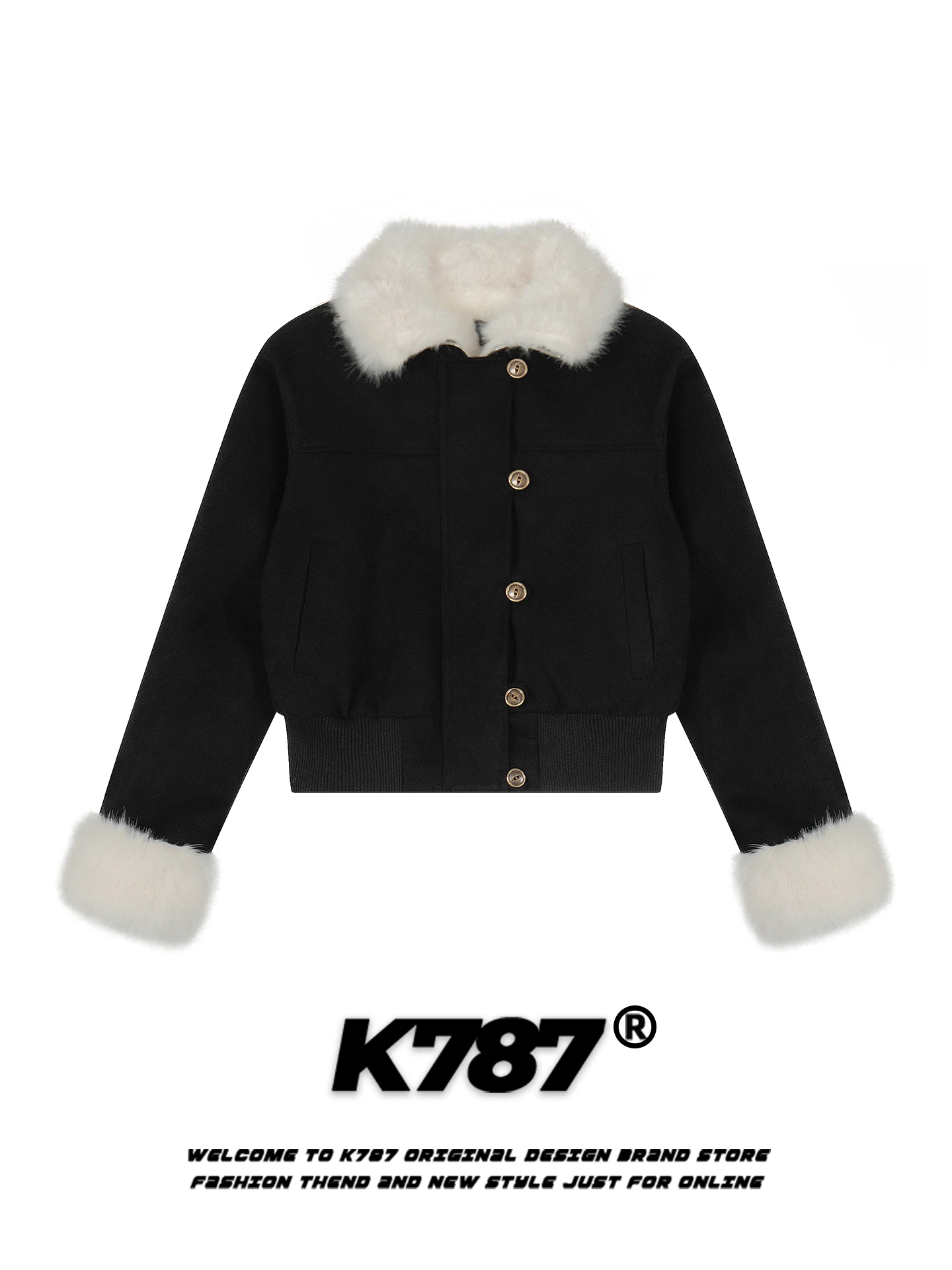 

K787 American Retro Sle Women's ort Thiened Fce Lined Cotton Jaet with Stand Collar Warm Youth Faion Winter Oute...
