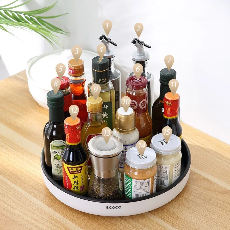 Rotating Spice Storage Rack Seasoning Organizer for Kitchen