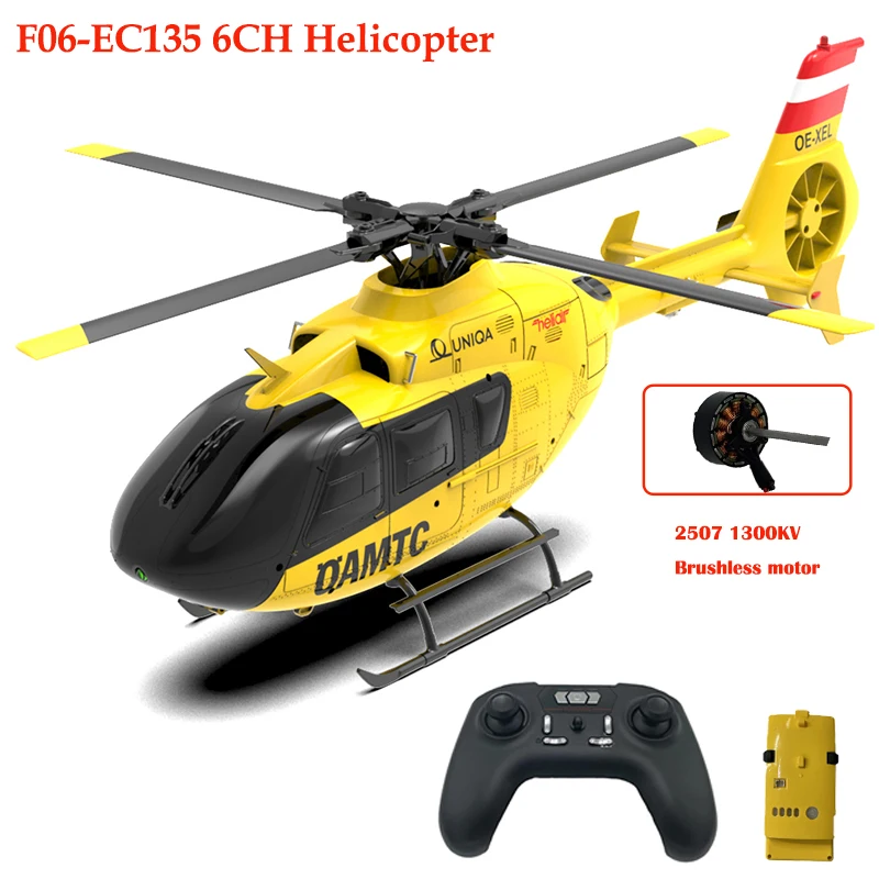 

Parkten F06（EC135 1/36) 2.4G RC Helicopter 6CH 6G Without Ailerons Brushless Motor Arobatic Drone For Adult Toys