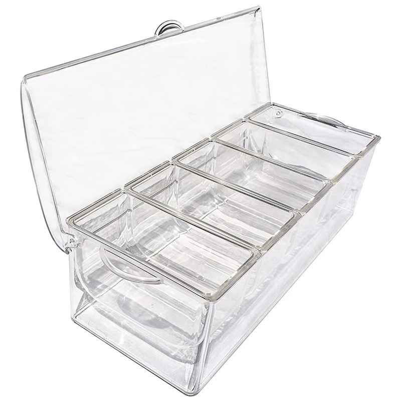 

Ice Cold 5 Compartment Condiment Server Rack-Service Tray Container with 5 Removable Trays