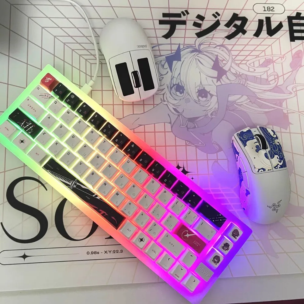 

Yuki Aim 5-Sided Thermal Sublimation Keycaps Japanese Anime PBT Custom Cherry Profile for MX Switch Keyboard Accessories Gifts