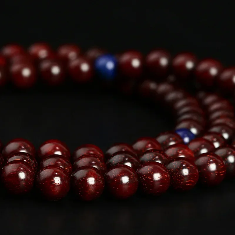 Indian red sandalwood hand string men and women's 108 literary Buddha bead bracelet necklace flow oil coated pulp old material