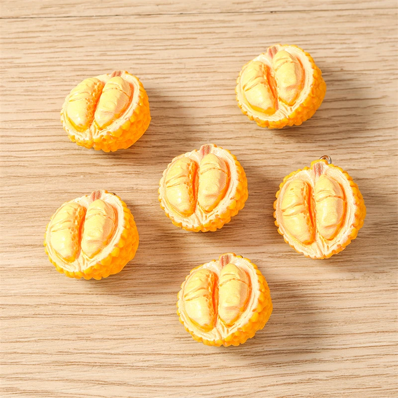 10 Stück 21x25mm Niedliche Gemischte Harz-Frucht-Durian-Anhänger für Schmuckherstellung Halsketten Ohrringe Armbänder DIY Bastelzubehör – Detail 4