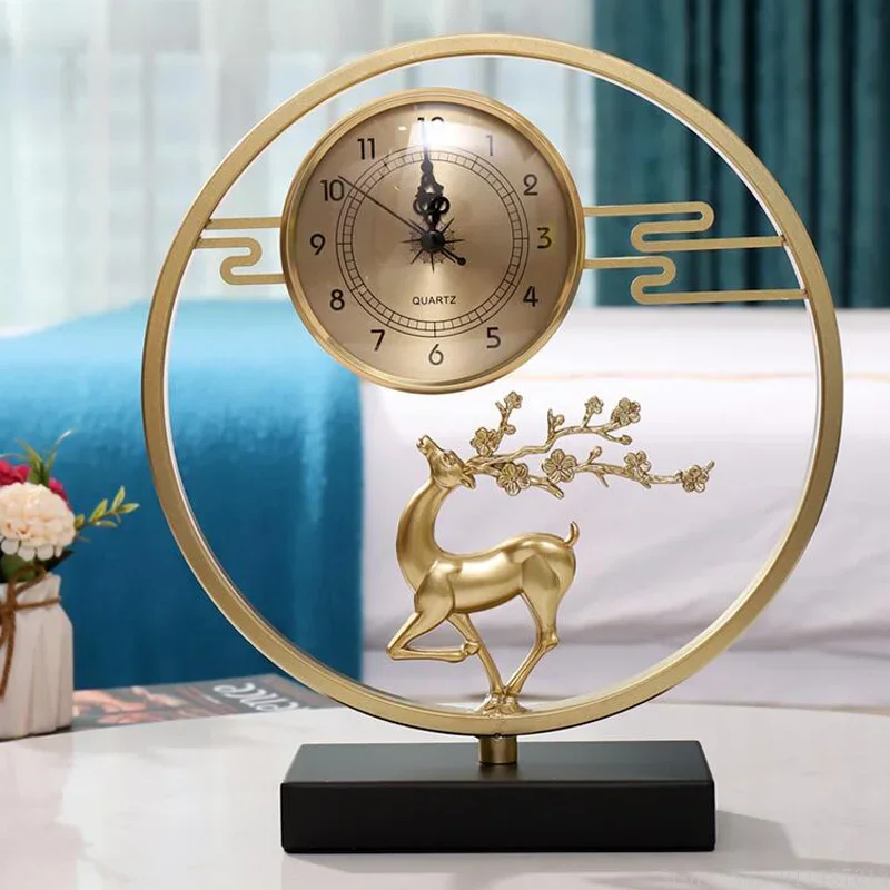 

1pc New Chinese Style Table Clock Living Room Clock Ornaments Home Fashion Table Clocks Placed Pure Copper Home Decorations