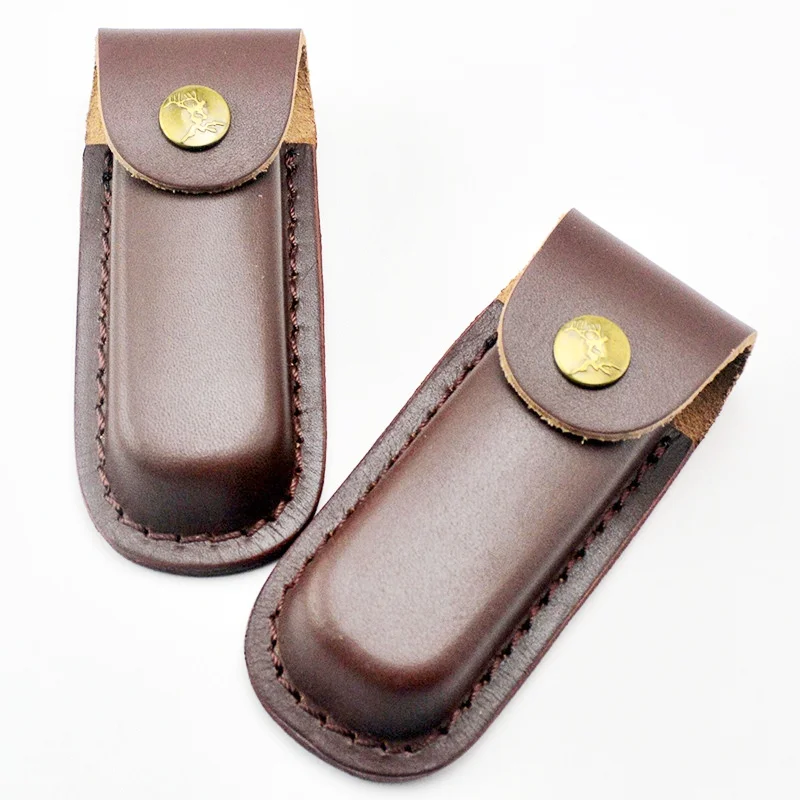 Leather Sheath Holster Pouch Bag Pocket For Hunt Camp Outdoor Carry Fold Knife Tool Flashlight Belt Loop Case Holder