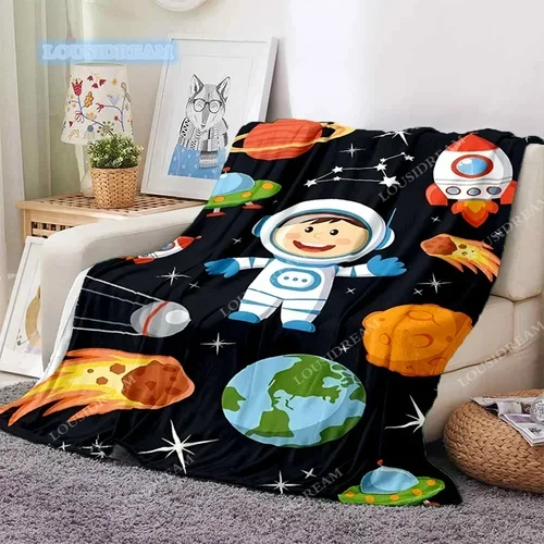 스타 우주비행사 사랑스러운 하늘 담요, 부드러운 얇은 담요, 소파 침대 시트, 자동차 점심 캠프 침대, 빈 그림 던지기 
