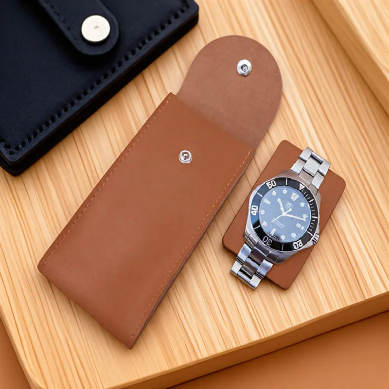 マイクロファイバーレザー腕時計収納バッグ、おしゃれな機械式リングウォッチ、傷防止レザーケース、シンプルな旅行用腕時計収納バッグ