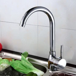 Hotaan Kitchen Faucets Solid Copper Kitchen Mixer Single Handle Single Hole Kitchen Faucet Mixer Sink Tap Chrome Kitchen Faucet