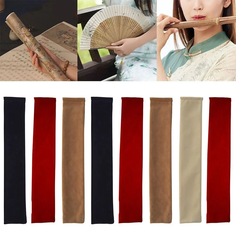 

Chinese Brush Calligraphy Paintings Bag Gifts Packing Velvet Cloth Folding Hand Fan Bag Vintage High-end