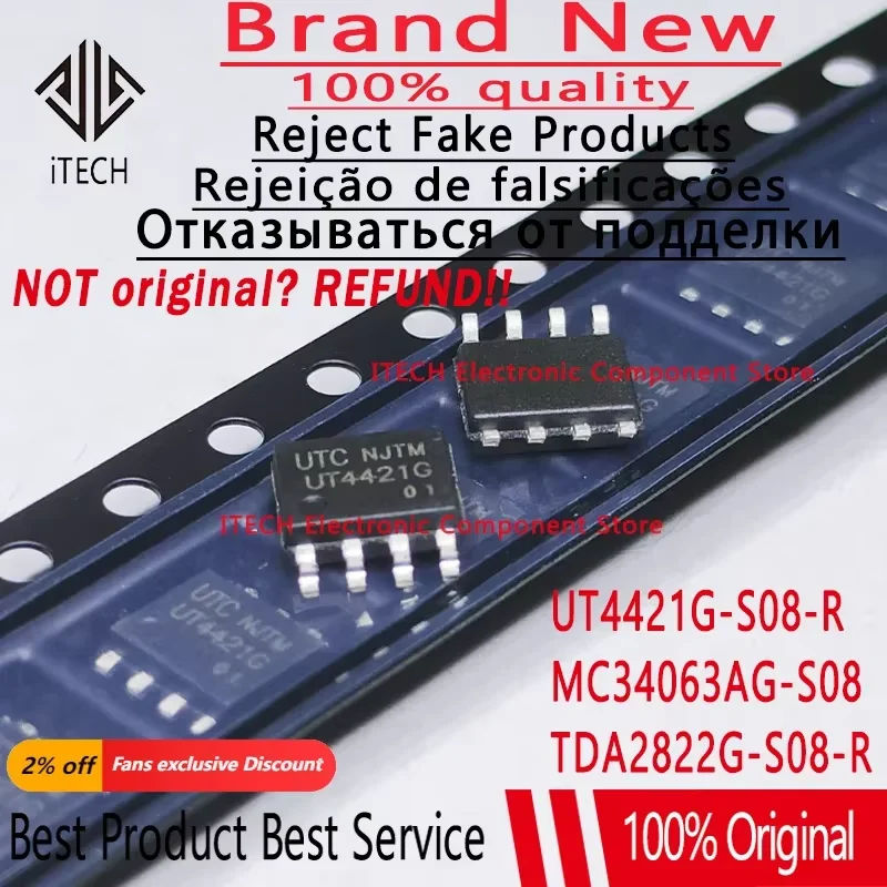20pcs/lot Original UT4421G-S08-R UT4421G TDA2822G-S08-R TDA2822G MC34063AG-S08-R MC34063AG SOIC-8 SOP8 Brand New Chips