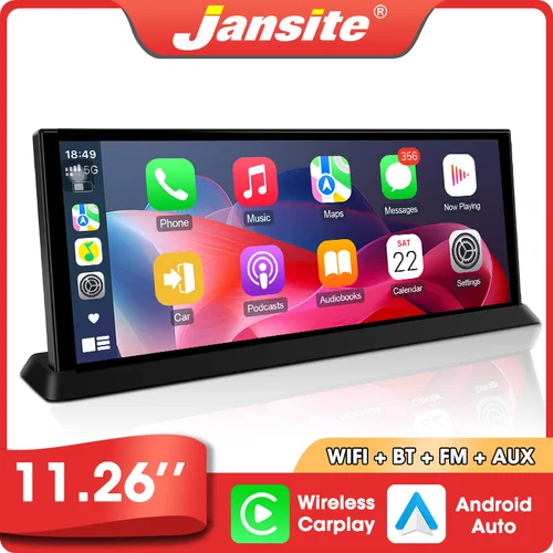Pantalla portátil inalámbrica CarPlay de 10,26/11,26 pulgadas, radio de coche con reproductor multimedia, Android Auto, pantalla IPS, sistema automotriz inteligente​