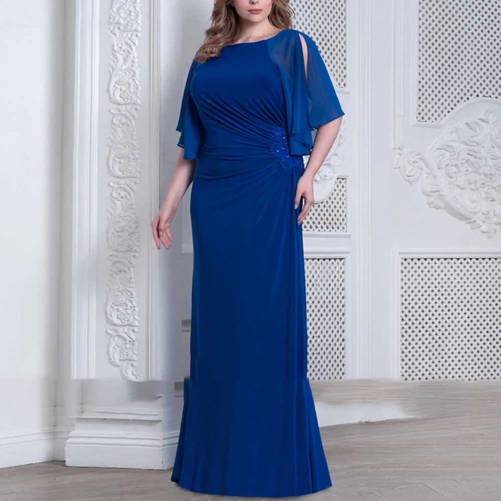 

Laxsesu Chiffon Wedding Guest Dress Ruched Beaded Royal Blue Vestidos Novia 2022 Elegant Mother Of The Bride Dresses