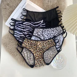 Four Piece Ladies Fashion Leopard Mesh Women's Panties Stretchy Comfortable Multicolor Four Piece Mix and Match Set