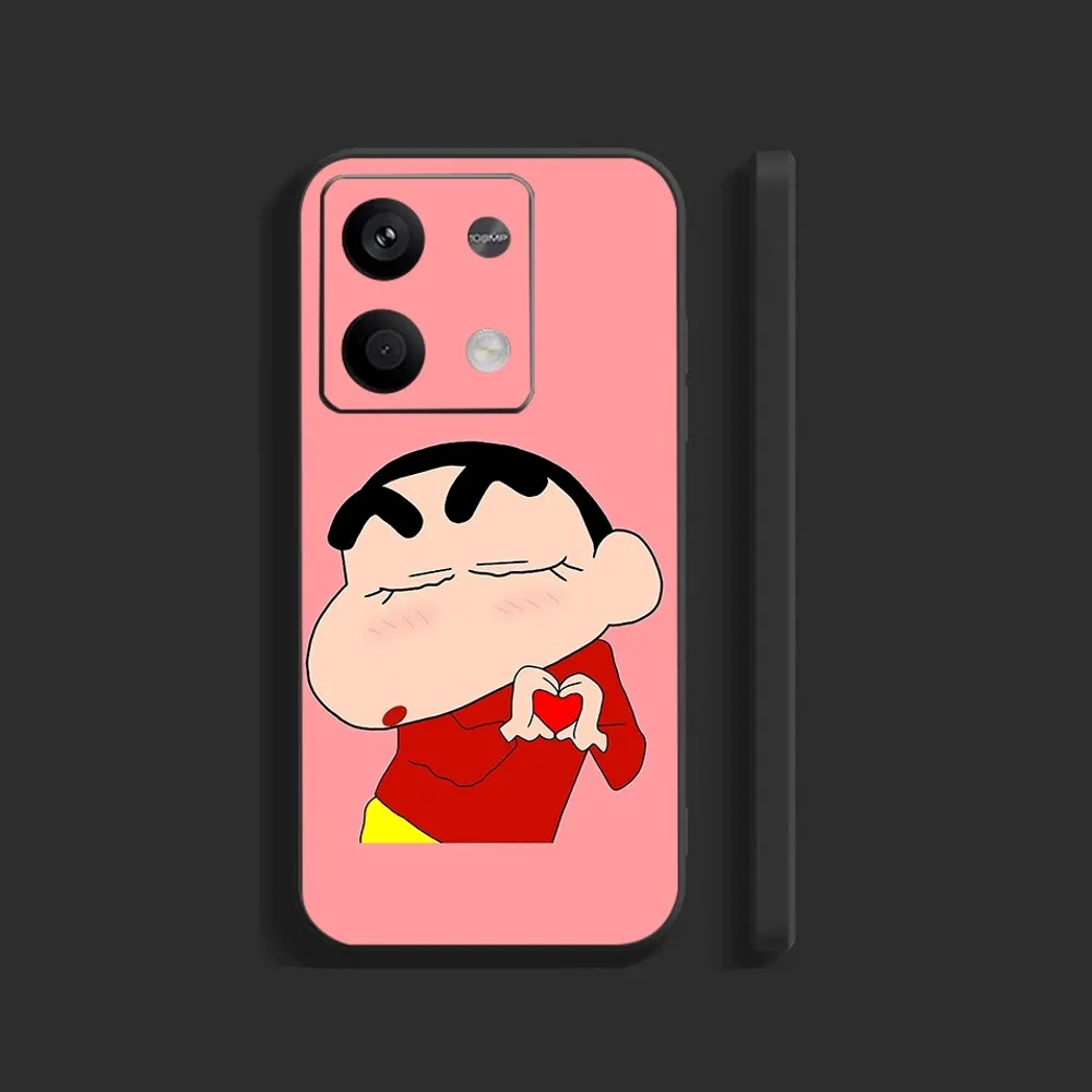 Cute Crayon S-shin-chan Phone Case For Xiaomi 11 Redmi Note 11 5G 8T 9A 9 10T Note8Pro Note9 12SUltra Black Case