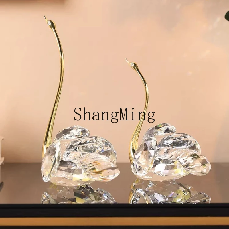 FG light luxury high-end swan ornament, a pair of living room minimalist high-end wine cabinet TV cabinet entrance  decoration