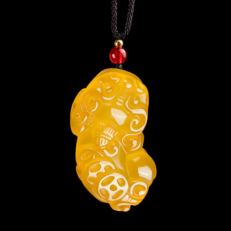 

Натуральный Мьянманский жадеит, желтый нефрит, ожерелье Pixiu для мужчин и женщин, натуральный нефрит класса A, фэн-шуй Pixiu, ожерелье-амулет на удачу