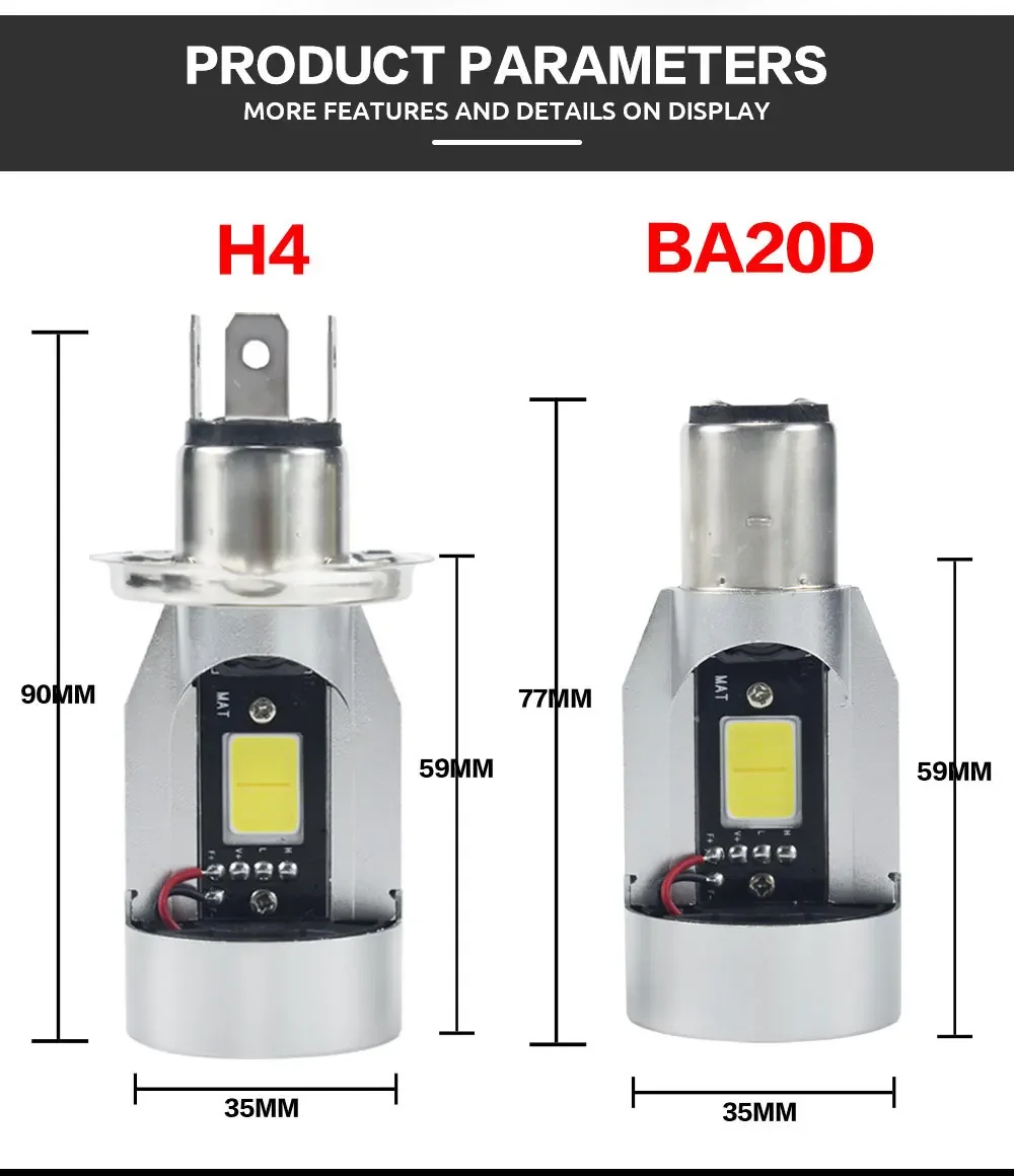 1pcs Angel Eye BA20d H4 LED Headlight Red Blue Aperture High Low Beams Fog Lamp H4 Led Car Headlamp H4 Led Motorcycle Headlights image 4