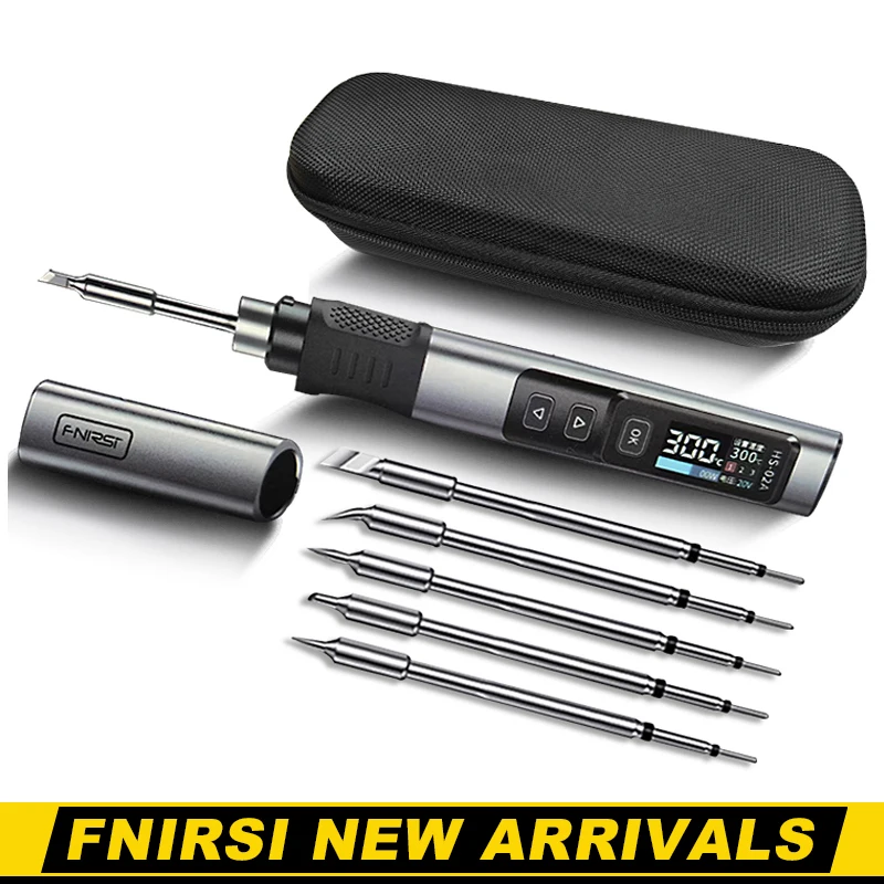 

FNIRSI HS-02 Soldering Iron Smart Sleep IPS Color Display Screen 100-450℃ Soldering Rework Station PD100W Portable Repair Tool