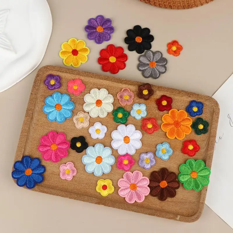 Iron-on Flower Patches 15/22Pcs Polyester Cartoon Design For Bags Detail Enhancement