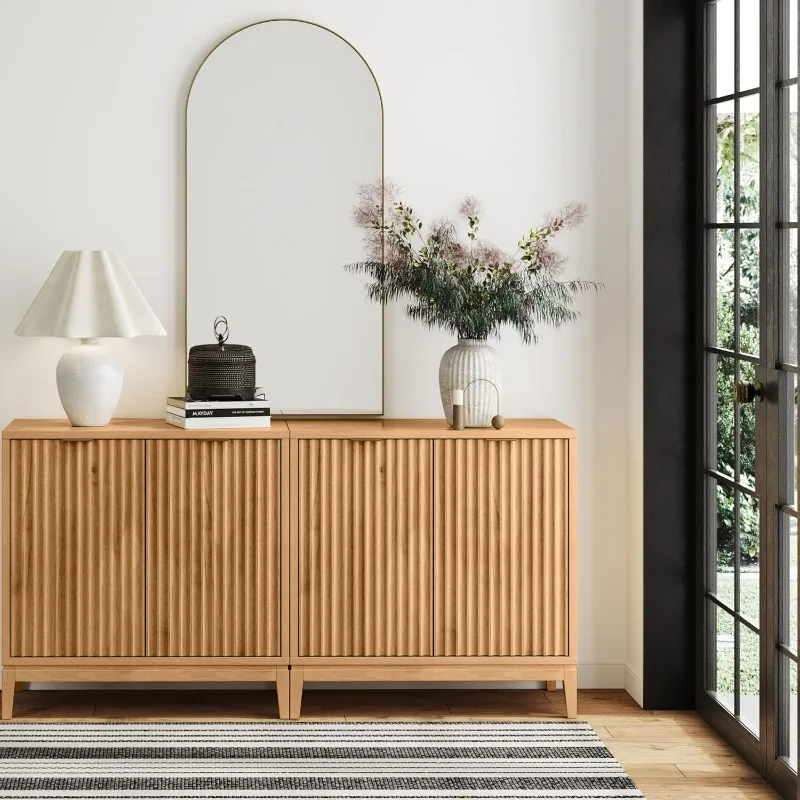 Modern Sideboard, Kitchen Storage Cabinet with Fluted Doors