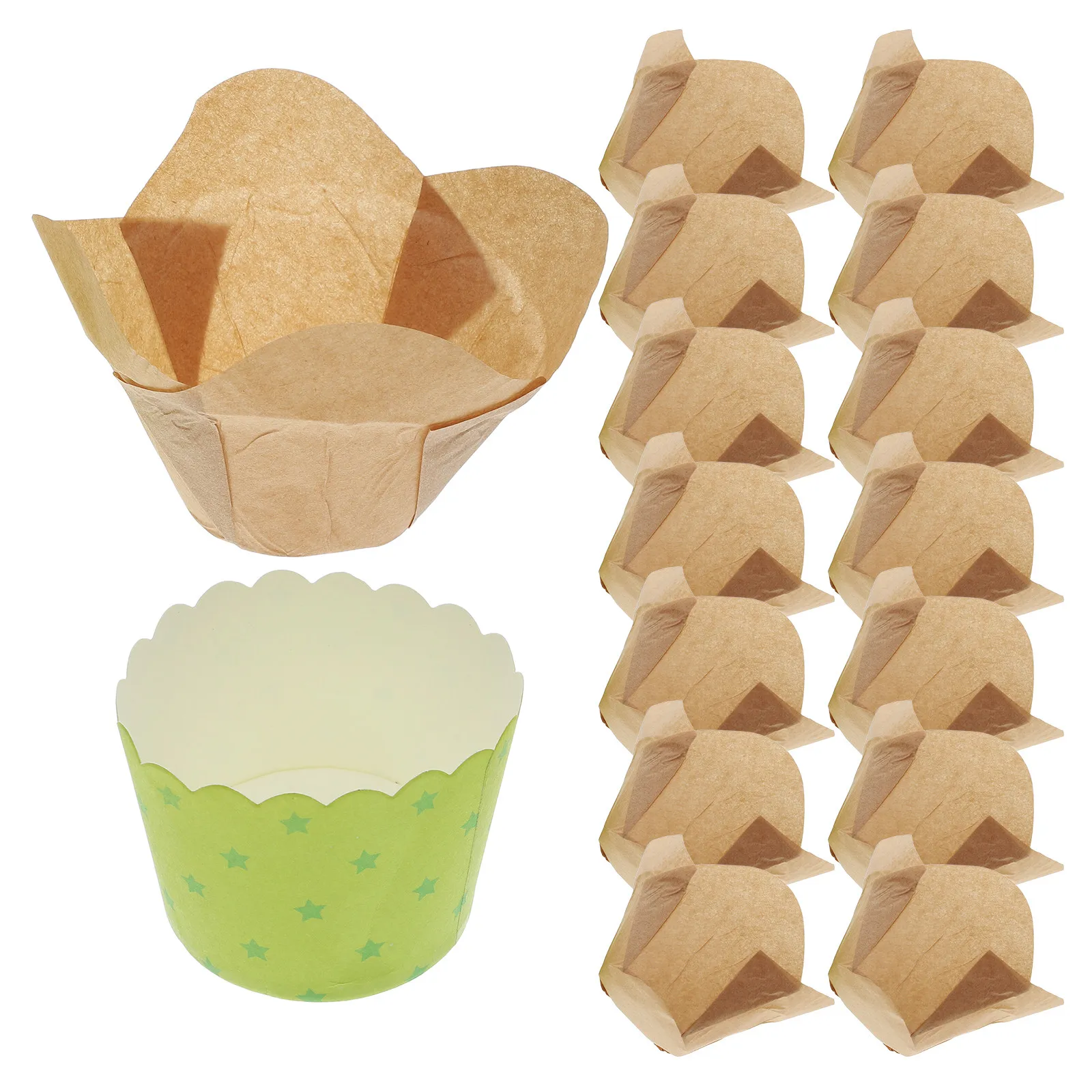 

100Pcs Lotus Style Baking Cups Cupcake Liners Greaseproof Muffin Holders Disposable Baking Cups for Cake Shops Bakeries