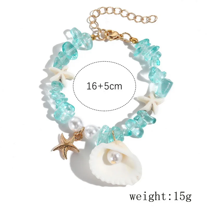 New Trendy Sea Shell Pendant Bracelet for Women Men Handmade Crushed Stones Starfish Bracelets Summer Beach Jewelry Gift