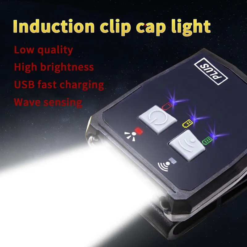 LED Headlamp Clip On Cap Lights Rechargeable Cap Flashlight Clip Waterproof Hands-Free Hat Light Flashlight for Fishing Camping