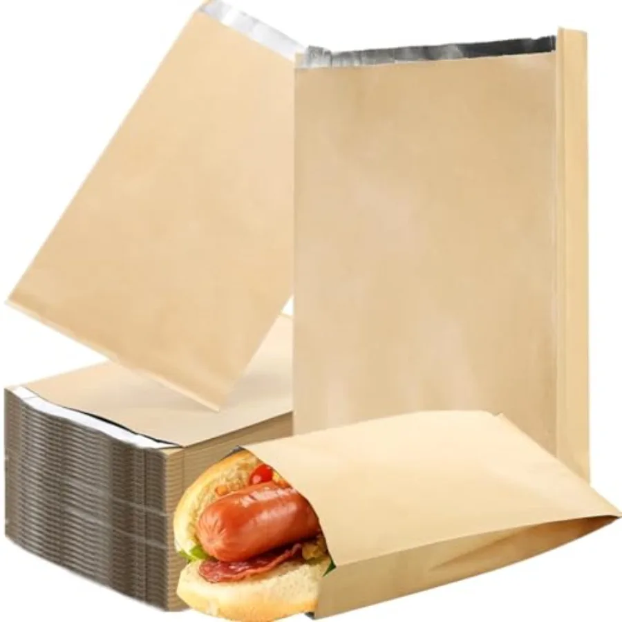 

150 Pack Foil Sandwich Wrappers 4 LB Insulated Hot Dog Wrap Pouch with Grease Resistance Paper for Breakfast and Lunch Ideal fo