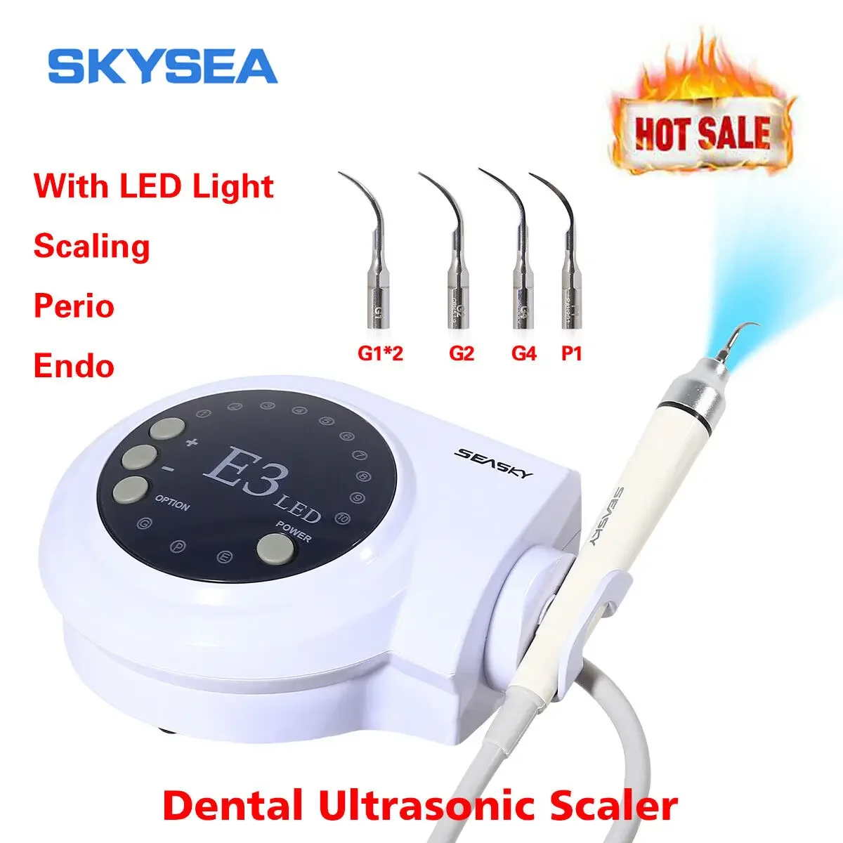 Dental Ultrasonic Scaler +5pcs Tips +Detachable LED Handpiece Fit Cavitron EMS