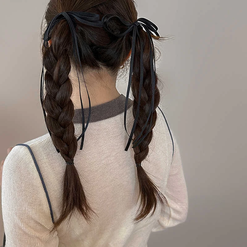 Ribbon Bow Elastic Headband Hair Rope Ties Long Tassel Bowknot Hair Scrunchies Ponytail Holder Rubber Bands Hair Accessories 1pc view 6
