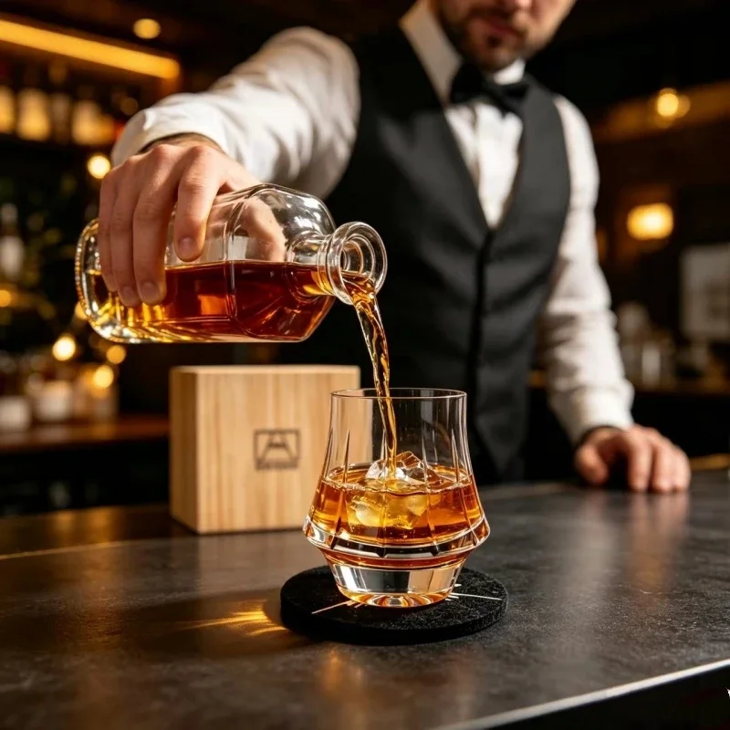 Volcanic Design Hand Engrave Crystal Wine Copita Nosing Glass Whiskey Liquor Cup Mount Fuji Whisky Wineglass Father Husband Gift