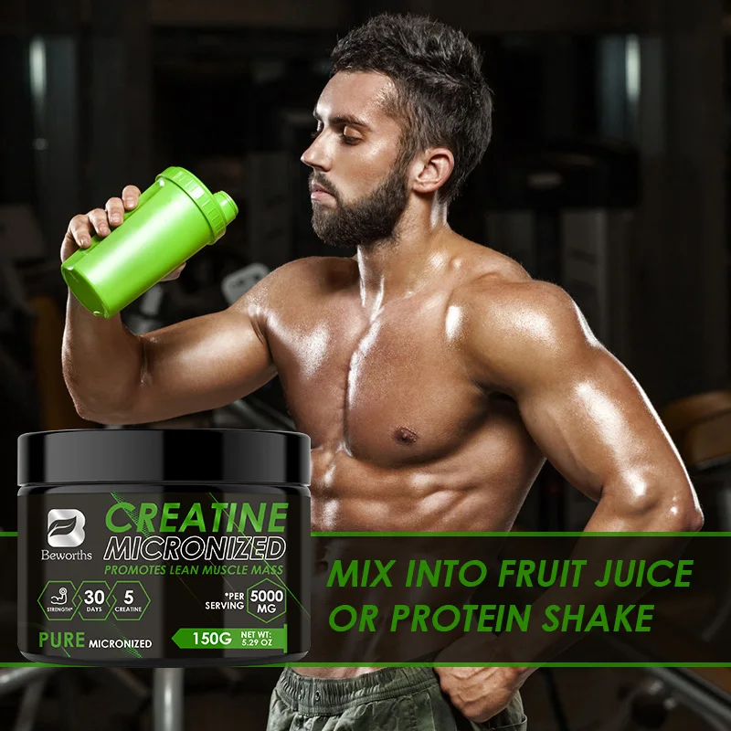 BEWORTHS 5000mg Creatine Monohydrate for Workout Muscle Building Cellular Energy Brain Function Muscle Growth Sports Supplements