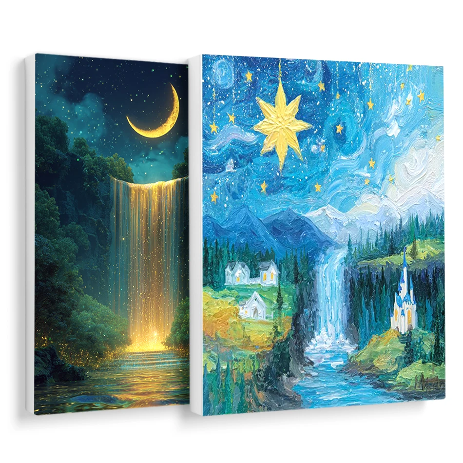 

RUOPOTY Paint By Numbers Waterfall scenery Digital oil painting Diy Set Acrylic Paints Canvas Picture Frame Decorative Paintings