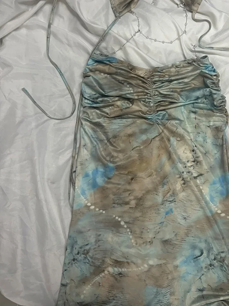 UETEEY 2025 New Summer Beach Cover Up Dress Sexy Hottie V Neck Sleeveless Backless Slim Dress Fashion Laced Up Beach Maxi Dress