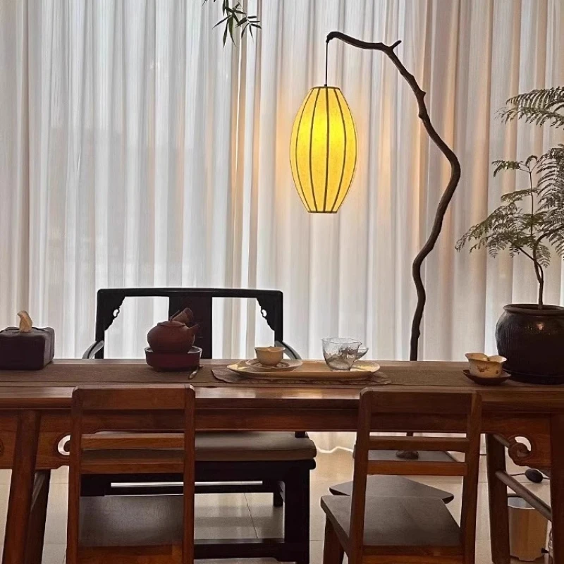 

New Chinese style floor lamp, Zen inspired, retro tea room, living room, atmosphere lamp, surprised and silent wind, tree