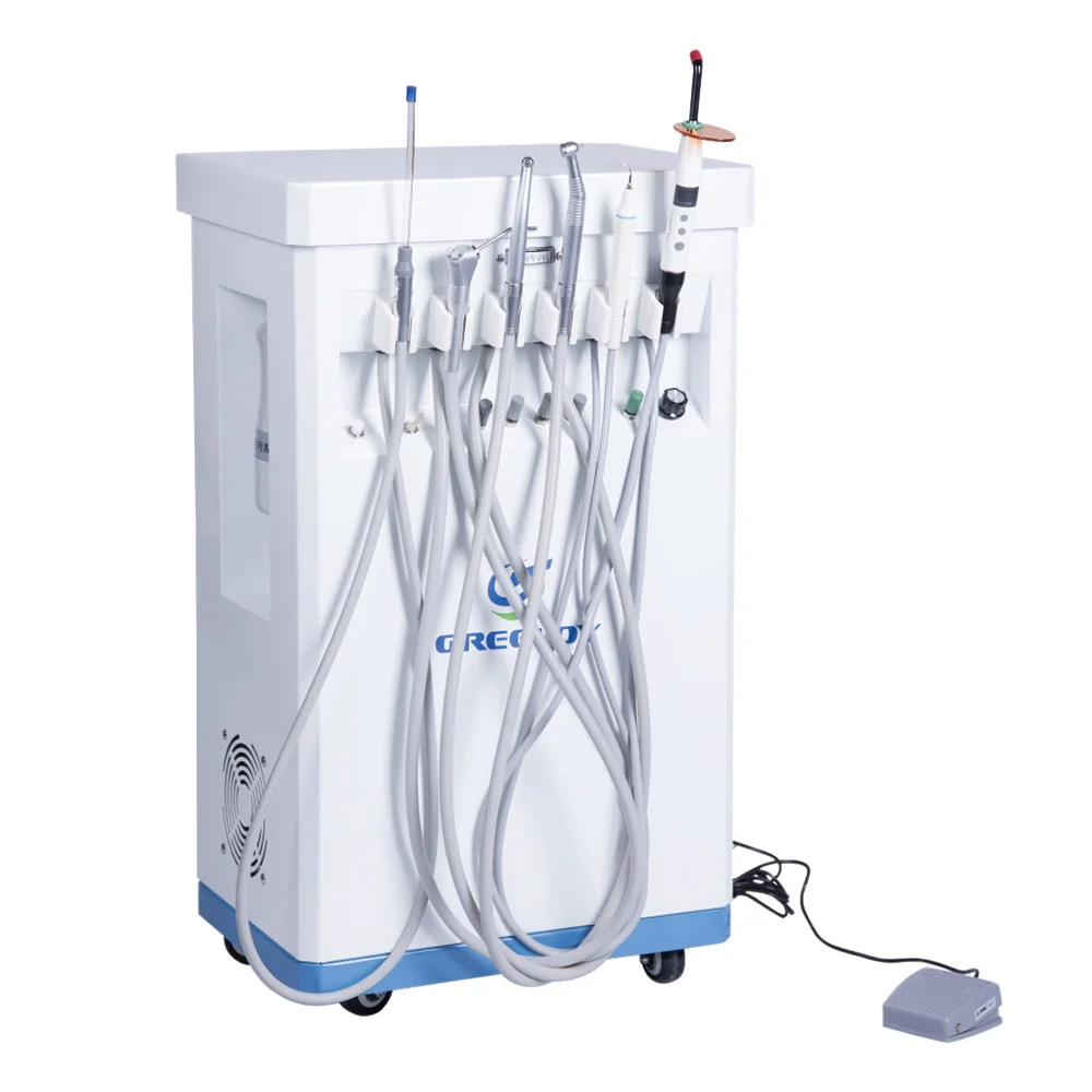 

HDU-P209 CE Approved Mobile den tal Chair Suction Portable den tal Unit With Air Compressor for den tal Clinic