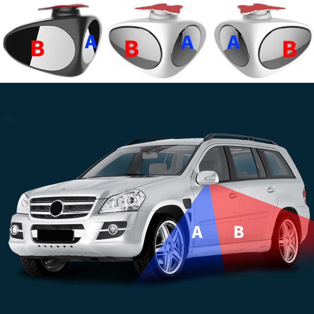 Waterproof Mirror Car Blind Mirror Wide Angle 60 Degree Adjustment Adjustable Convex View Front Wheel Cars