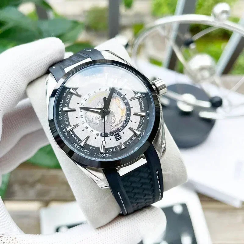 2024 New World Time Man Watch World Pattern Full Automatic Mechanical Men's Watches Luxury Classic Design Business Wristwatches