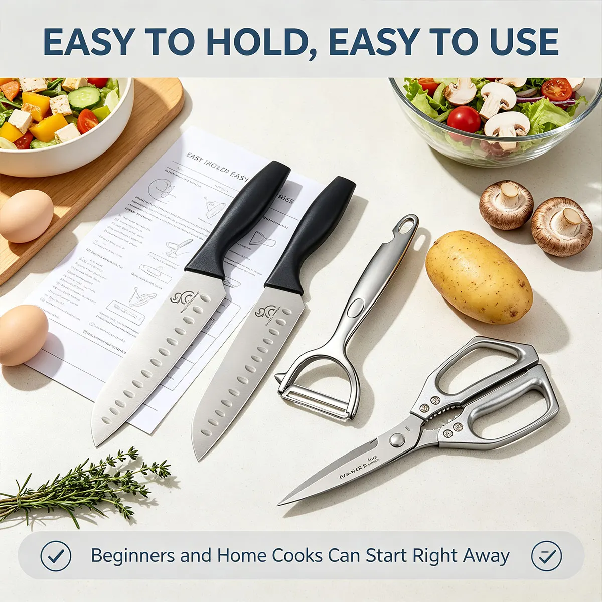 Kitchen three piece set  Household Slicing Knife, Scissors, Melon Peeler Complete Home Set