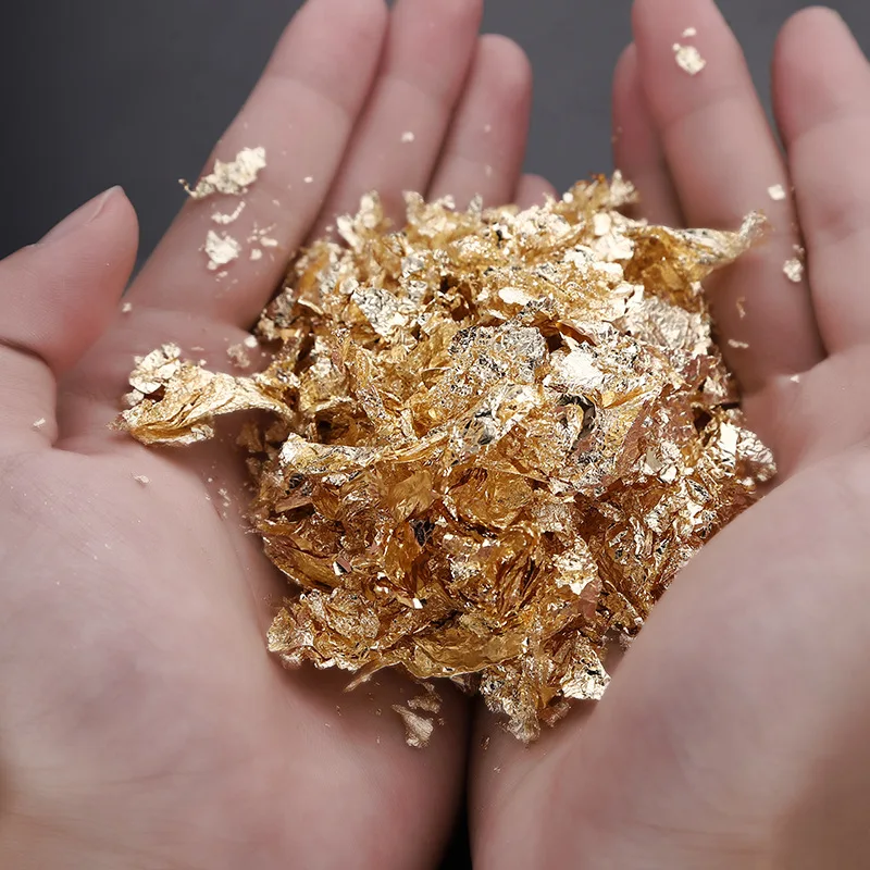 Aomily 2g/5g Genuine Gold Leaf Flake Pure Gold Foil Gilding Handicrafts Decoration DIY Create Noble Handicrafts Gift Not Edible