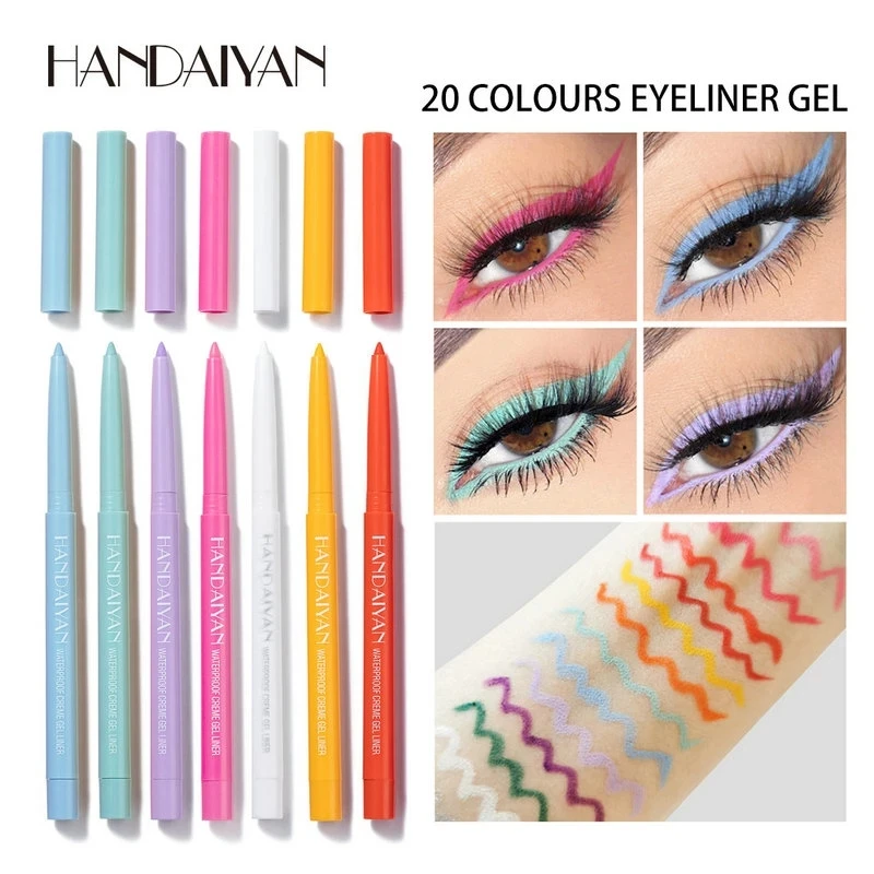 20 Colors Eyeliner Pencil Waterproof Easy To Wear Make Up Matte Eye Liner Blue Red Green White Gold Brown Eyliner Cosmetics