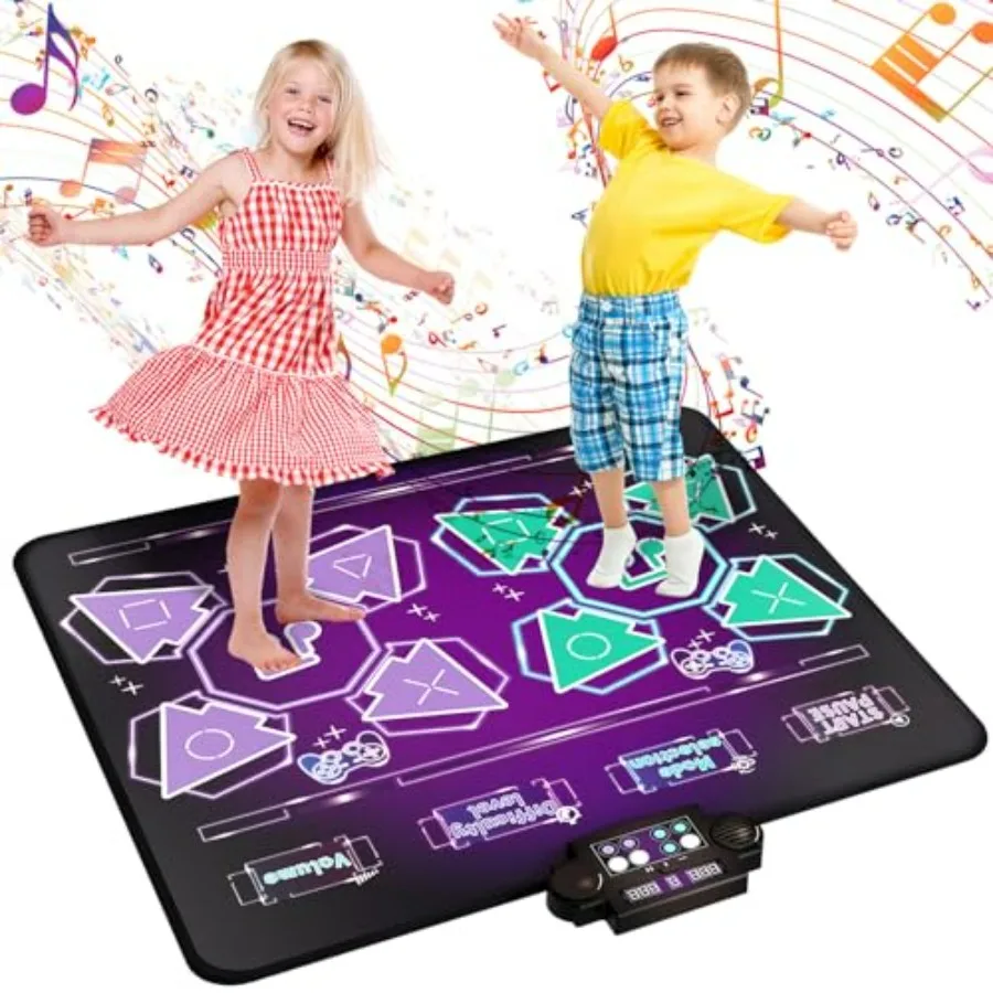 Dance Mat Toys 2-Player Electronic Dancing Mat Floor Game for Girls Boys Toddlers 3-9 Years Old with Music Light Purple Dance P