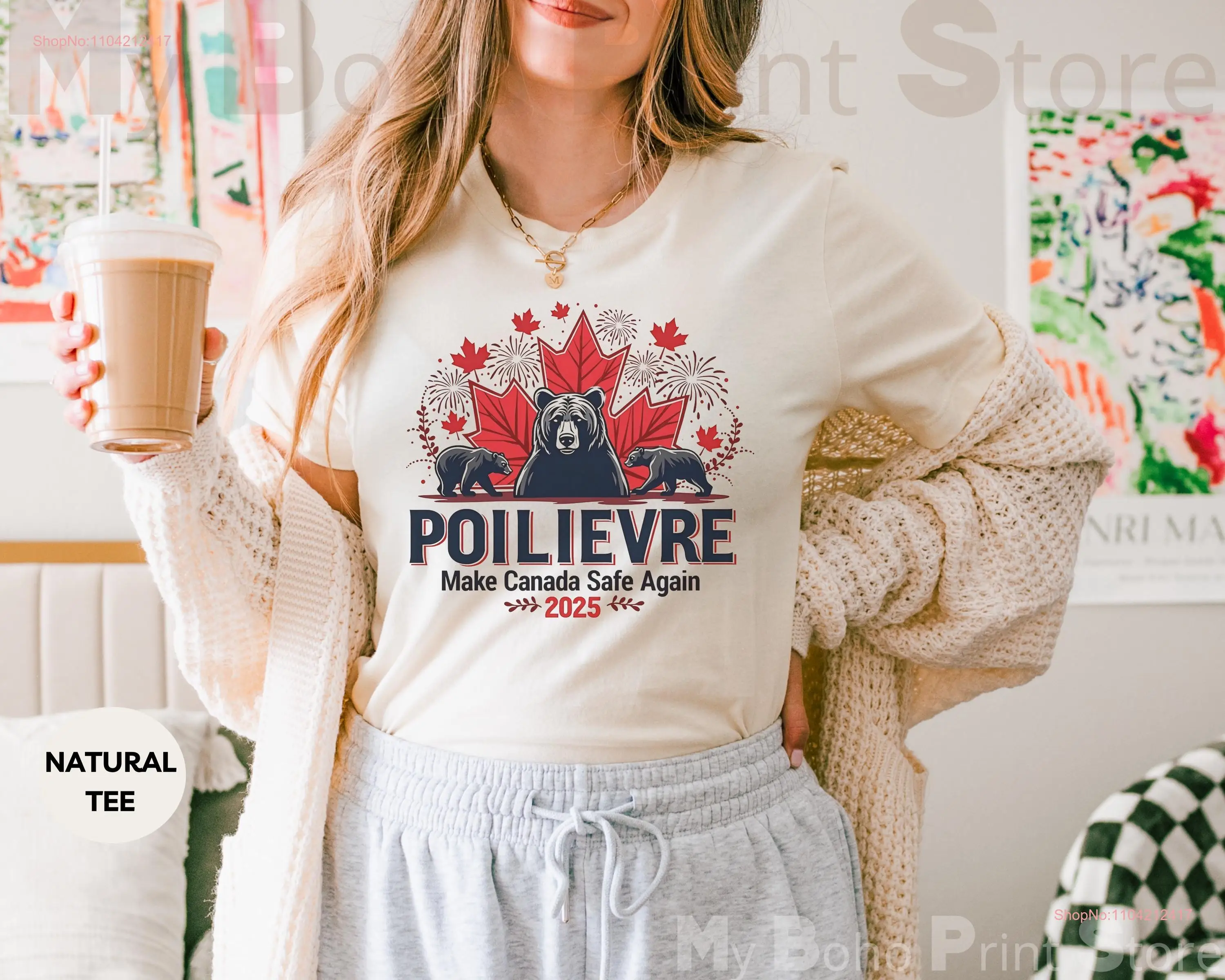 Poilievre 2025 T Shirt Make Canada Safe Again Canadian Bear Patriotic Pierre Political Election SweaT