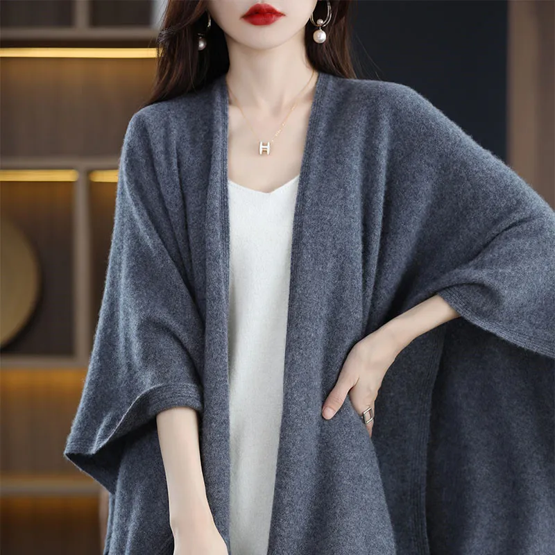 Autumn Winter New 100% Pure Wool Cashmere Shawl Female Korean Version Of Solid Color Big Scarf Outside shawl To Keep Warm Women