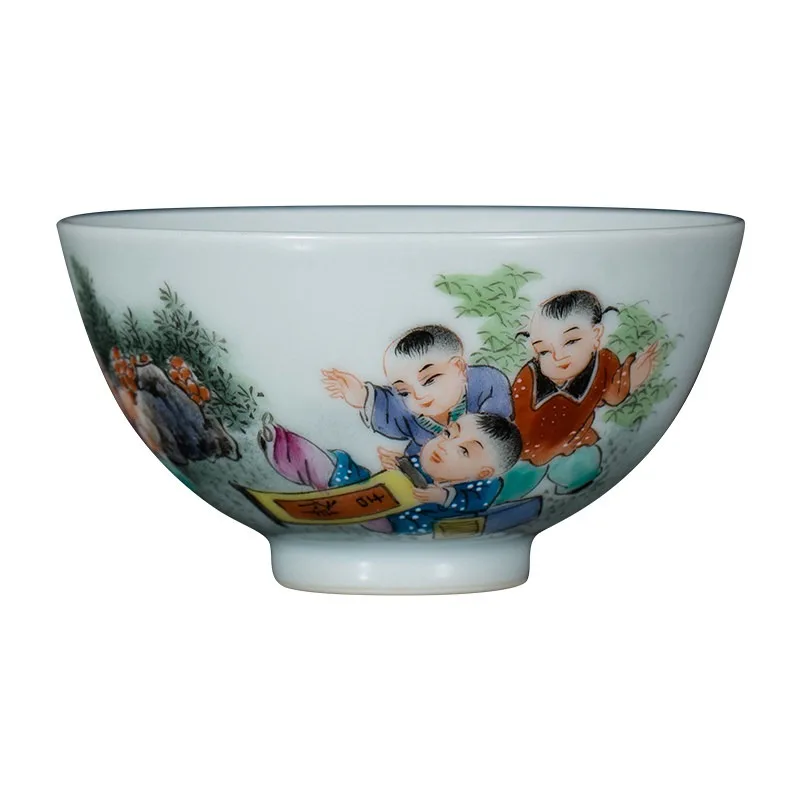 Hand-painted teacup ceramic pastel Wuzi Dengke personal single cup master tea cup, Jingdezhen Kung Fu cup