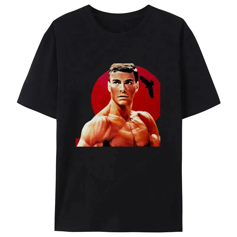 كيك بوكسر ركلة الملاكم فان دام Bloodsport فيلم الرجال تي شيرت رخيصة مادة البوليستر س الرقبة قصيرة الأكمام المحملة الجرافيك القمم