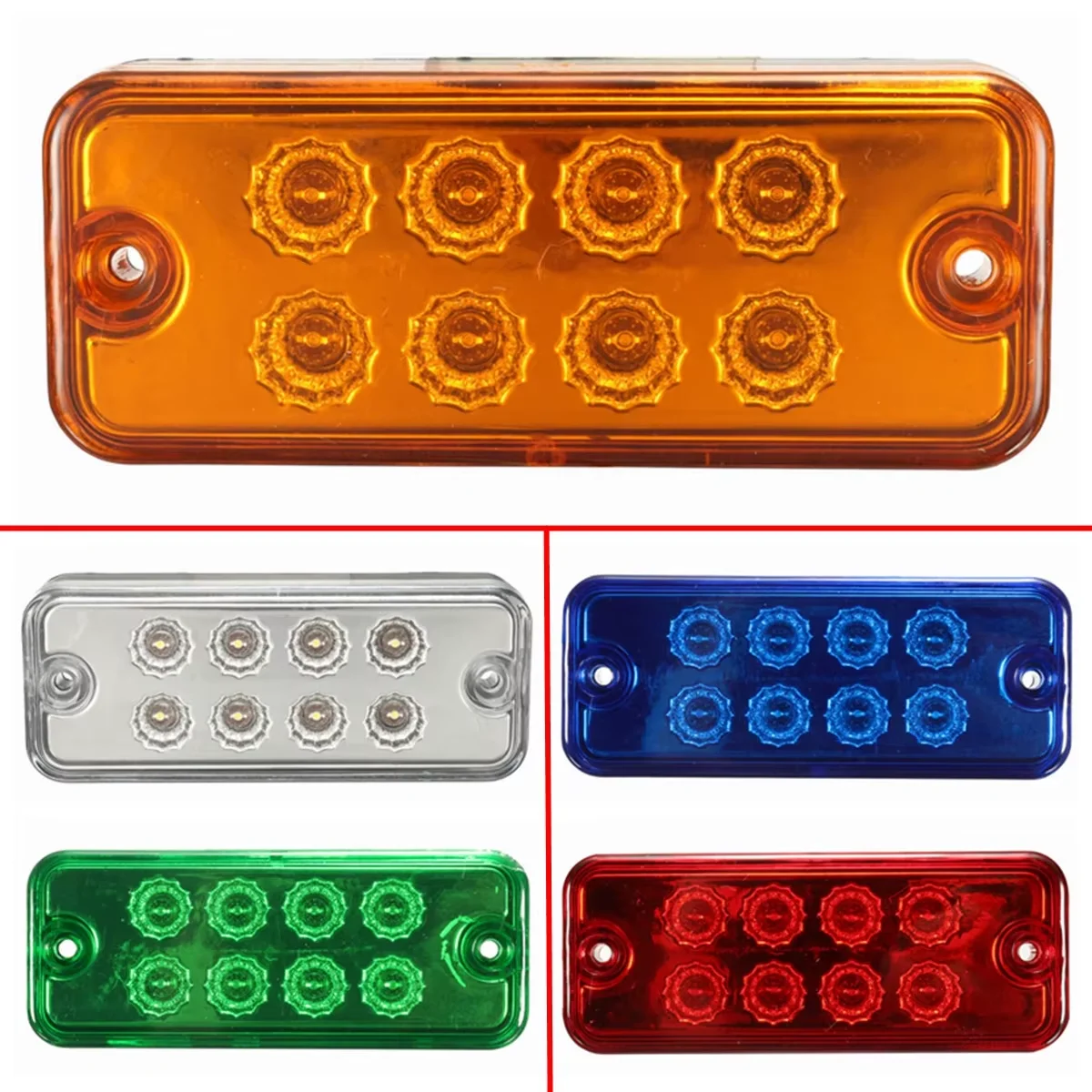 8LED Truck Side Marker LED Light Trailer Lamp Side Lights Amber/White/Red/Blue Front Rear Clearance Truck Indicator Lights