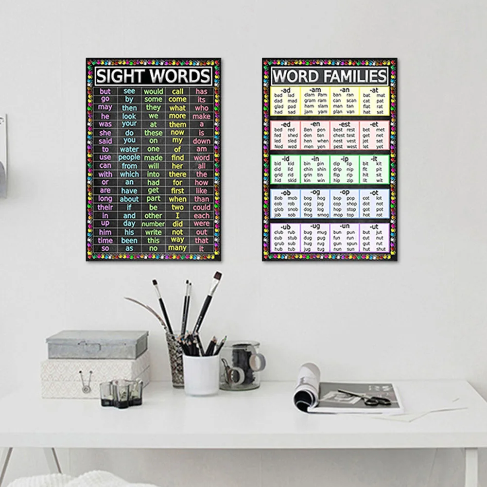 2 قطعة الكلمات البصرية للأطفال الأبجدية الملصقات التعليمية التعلم الجدار الشنق الملصقات طفل التعليم المبكر كلمة الجدار #2