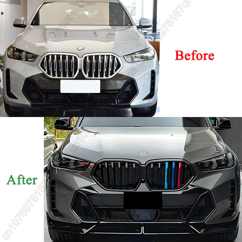 Black Car Front Bumper Lip Splitter Diffuser Accessories For BMW X6 G06 M Sport 2023-2024+ MP Style Spoiler Bumper Guard Cover