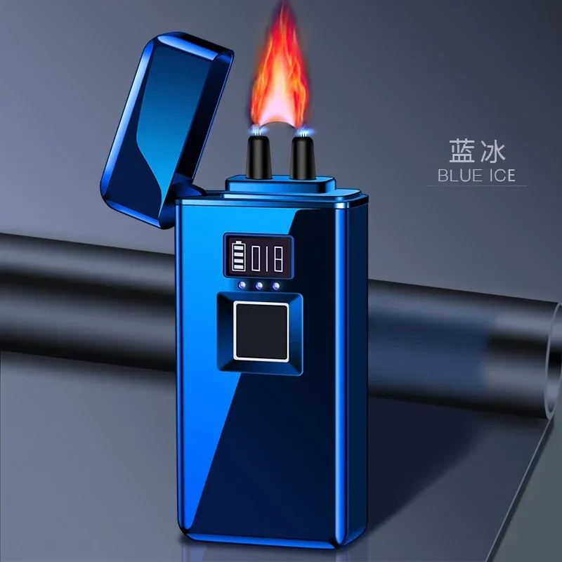 Real Fingerprint Luxury Big Arc Plasma Lighter, USB 4 in 1, Smart Display Charge, Gifts for Friends